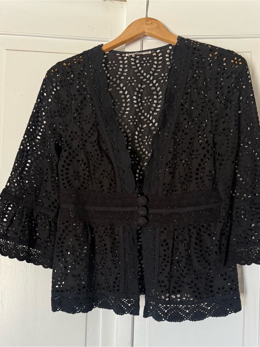 Nanette Lepore 3 button lace 3/4 sleeve jacket